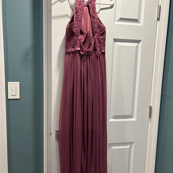 David's Bridal Burgundy/Chianti colored Lace Maxi Dress - Picture 2 of 6